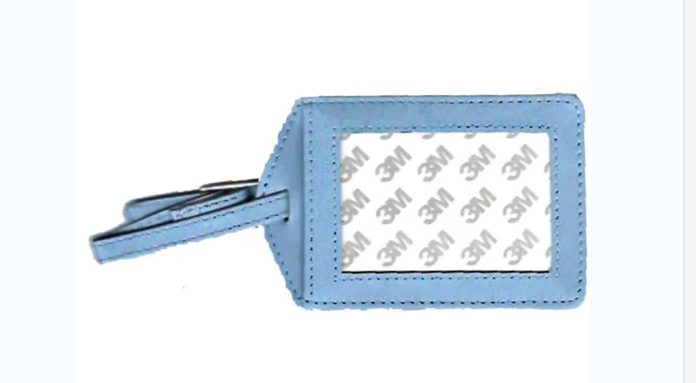 Light Blue Leather Luggage Tag