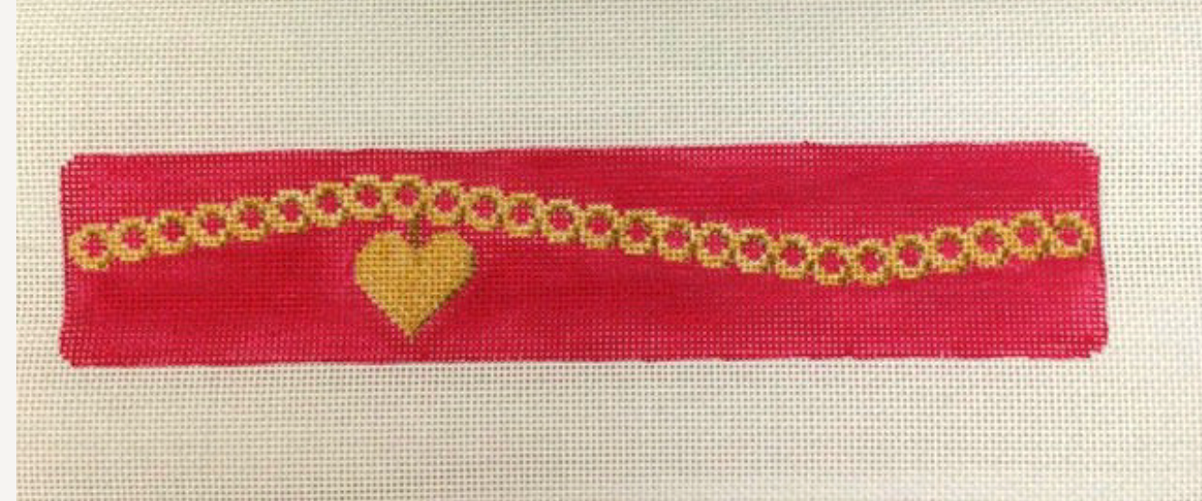 Gold Heart Charm on Hot Pink