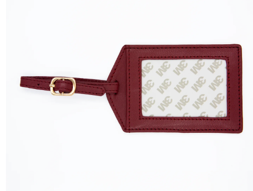 Cranberry Leather Luggage Tag