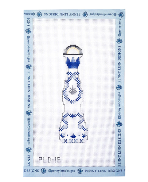 Blue and White Tequila Bottle