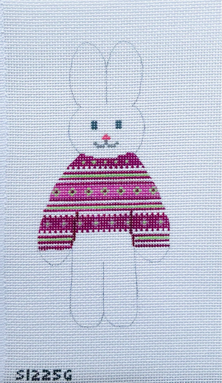 Pink and Green Sweater Bunny