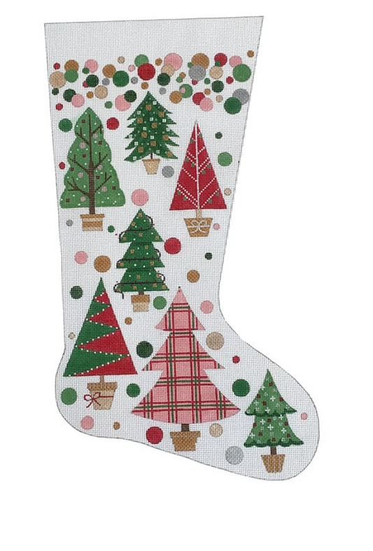 Christmas Tree with Polka Dot Trees Stocking