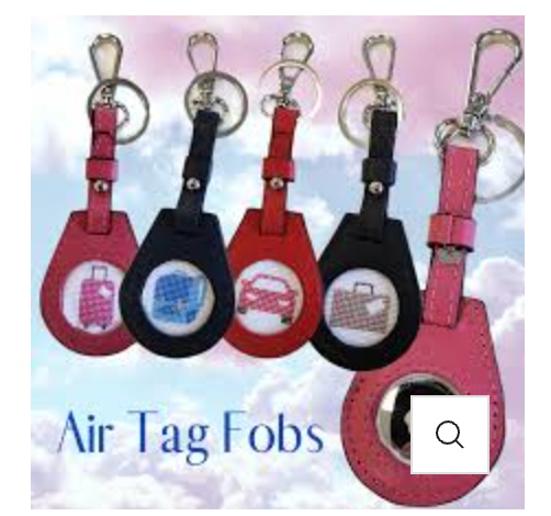Leather Air Tag Fob-Red