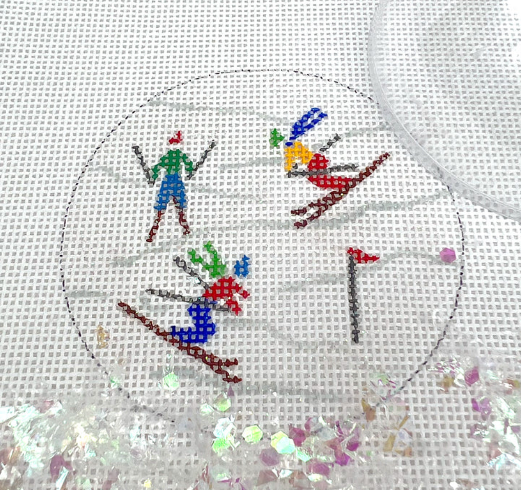 Skiers on Sparkly White Slopes