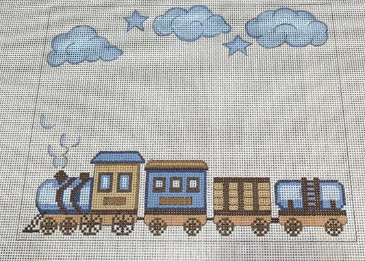 Blue and Brown Train Announcement