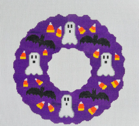 Ghost and Bat Halloween Wreath
