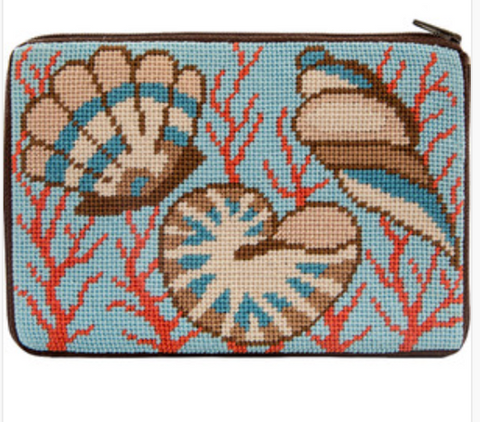 Stitch & Zip-Shells and Coral Purse/Cosmetic Case
