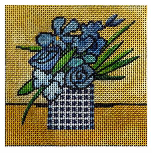 Little Blue Floral on Yellow