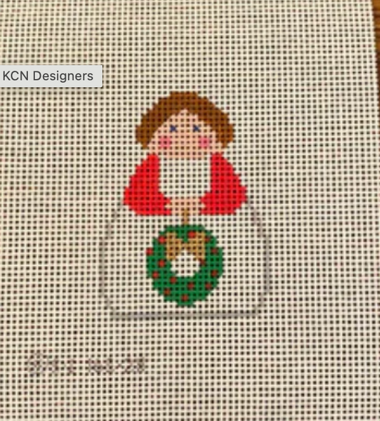 White and Red Angel with Wreath