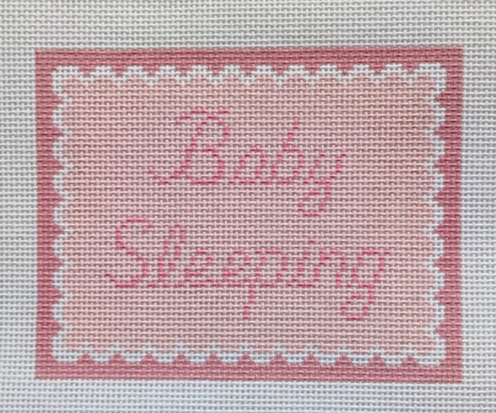Baby Sleeping Door Hanger-Pink Scallops