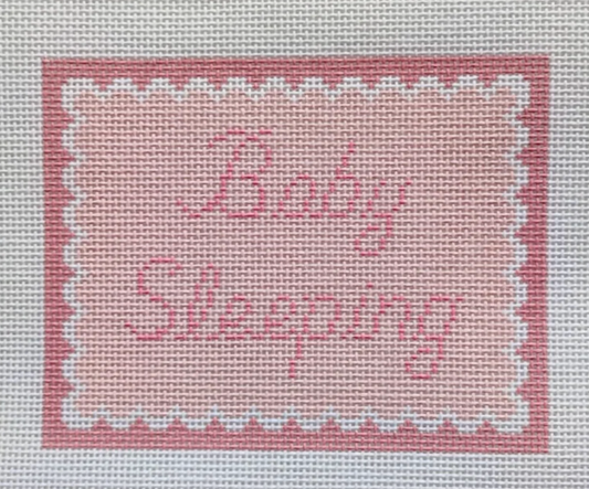 Baby Sleeping Door Hanger-Pink Scallops