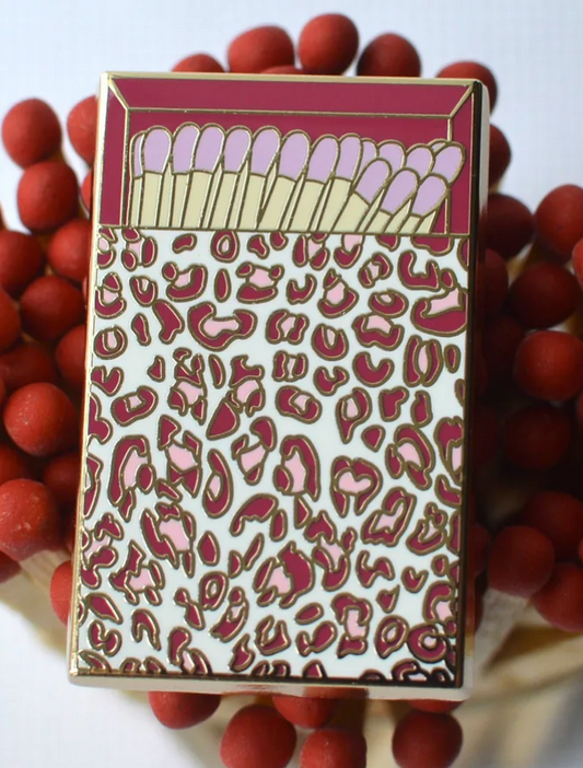 Pink Leopard Print Matchbox Needle Minder