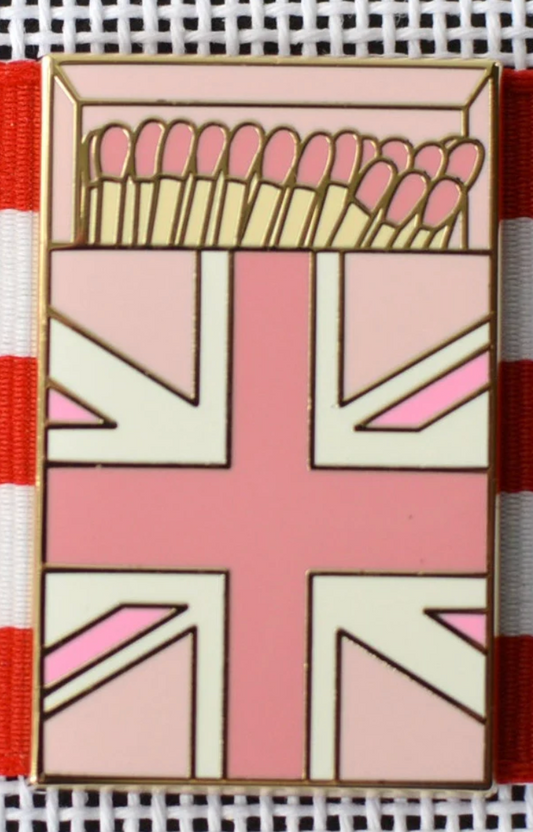 Pink British Flag Matchbox Needle Minder