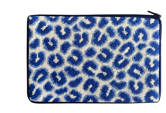 Navy Leopard Cosmetic Case