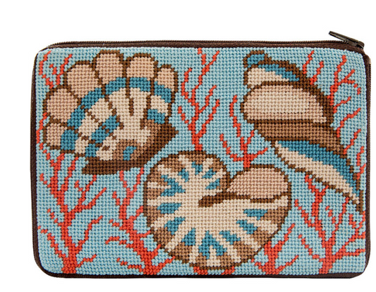 Stitch and Zip Shells and Coral Purse