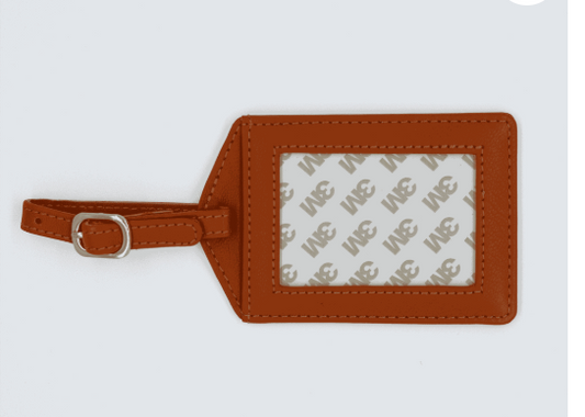 Orange Leather Luggage Tag