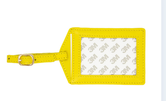Yellow Leather Luggage Tag