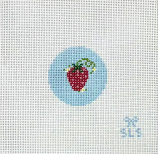 Beginner Strawberry Needlepoint Canvas - Blue