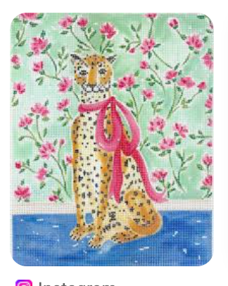 Stately Leopard  with Pink Bow and Floral Wallpaper