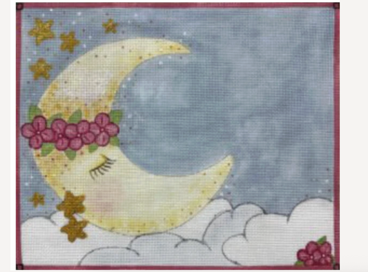 Sleeping Moon Baby Girl Announcement