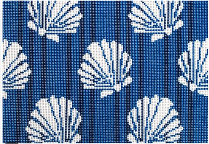 Shells/Stripes Clutch-Navy