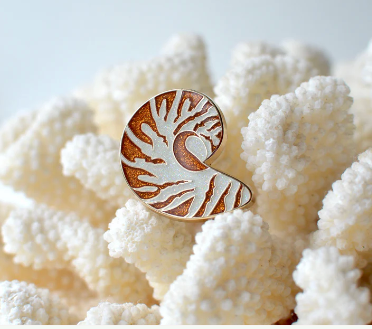 Nautilus Shell Needle Minder with Glitter