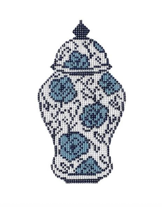 Blue Floral Ginger Jar