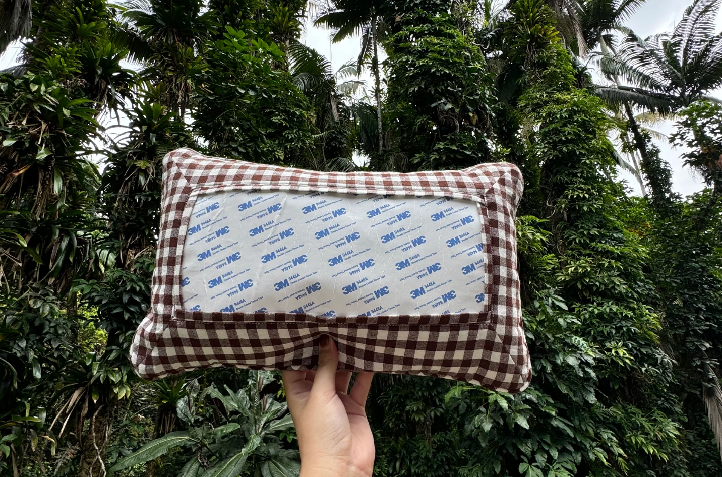 Hawai'i Volcano Coffee Brown Gingham Pillow