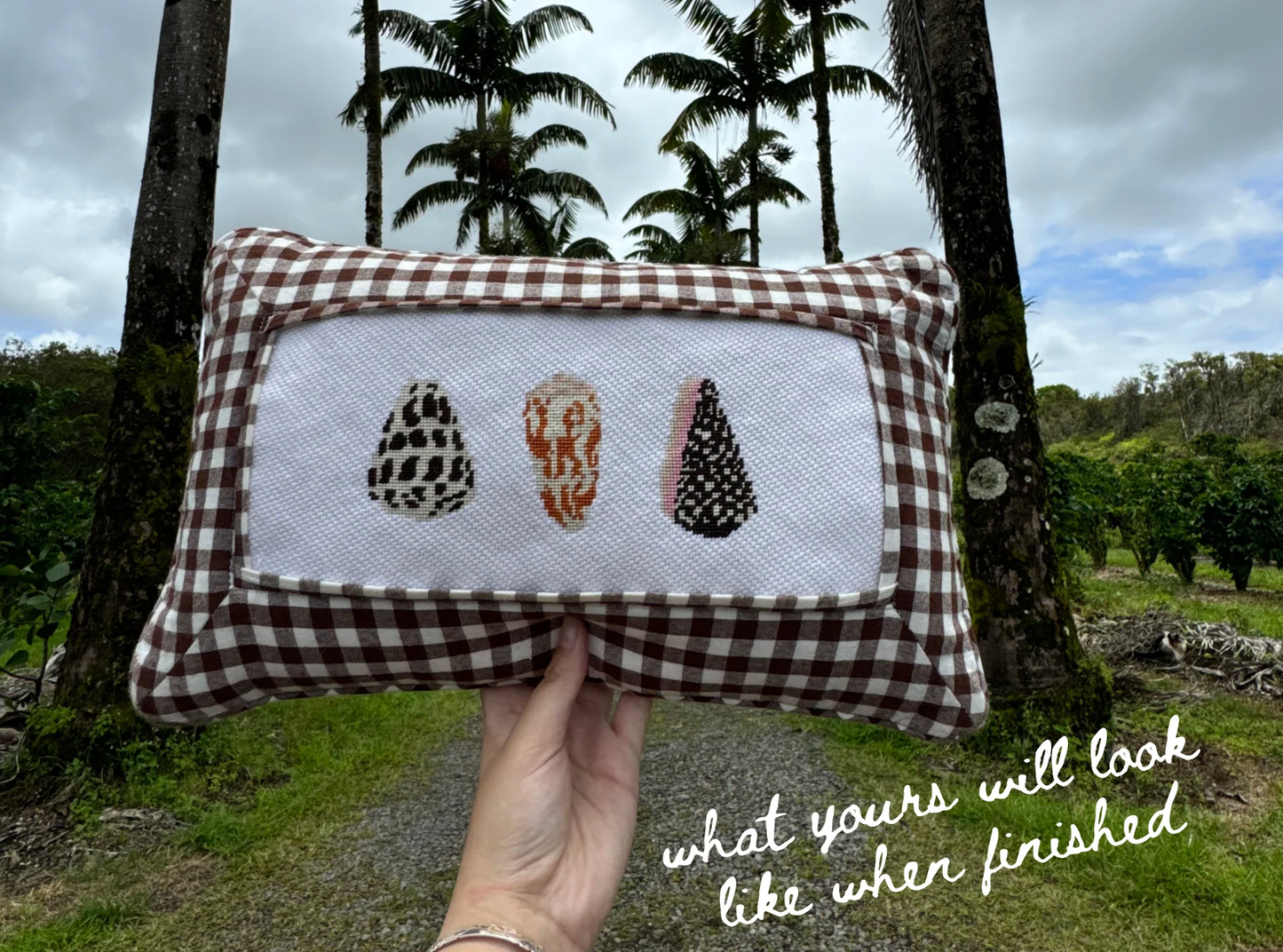 Hawai'i Volcano Coffee Brown Gingham Pillow