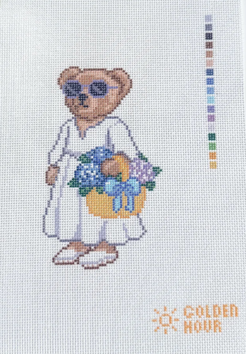 Flower Market Bear Canvas