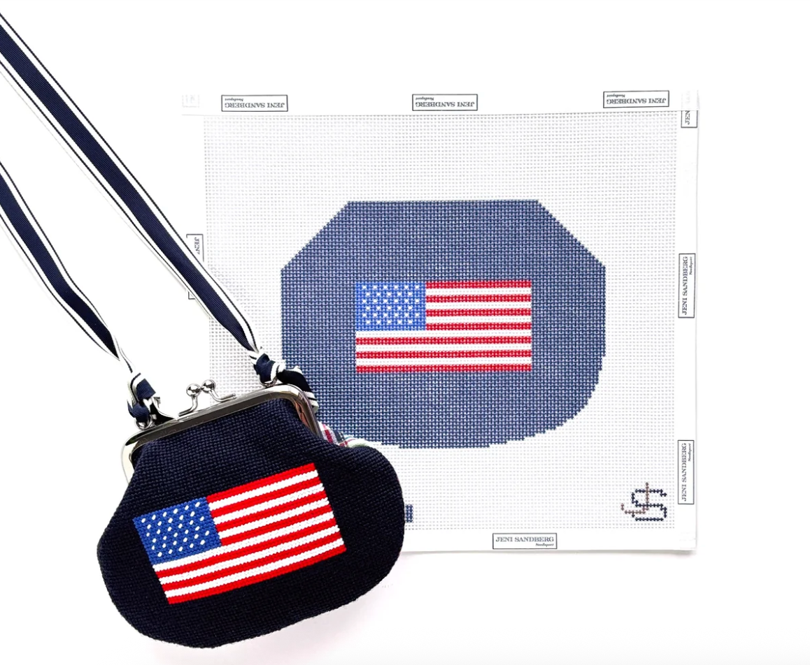 American Flag Kiss Lock Bag